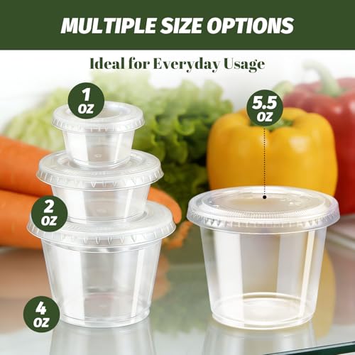 500 Pack 1 oz Jello Shot Cups, Disposable Condiment Cups with Lids - size: 1oz-500p
