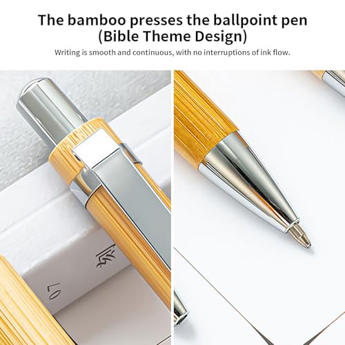 Bible Verse Pens 25 Pcs with 12 Christian Pens & 12 Refills & 1 Black Pen Pouch Bamboo Retractable Ballpoint Pens Inspirational Quote Pen Religious Gifts for Men Women - color: Deep Black