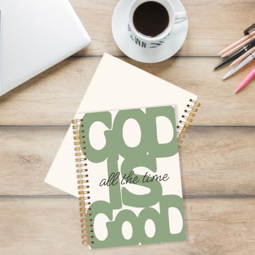 Sage Green Christian Spiral Notebook for Women Men 5.5x8.3 Inch - color: Lavender Green Christianity