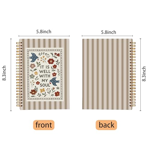Ecezatik Christian Floral Bird Notebook Journal, It Is Well with My Soul Bible Notebook for Note Taking, Christian Gifts for Women, Religious Spiral Journal 5.5x8.3 Inch - color: 34-Christian-notebook