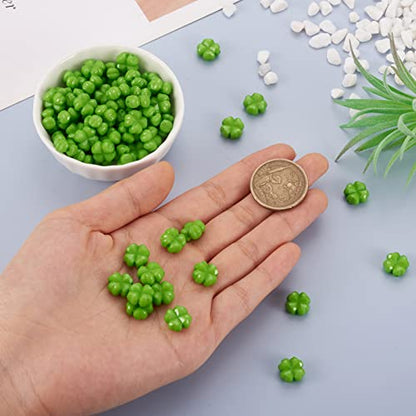 FASHEWELRY 100pcs Acrylic Clover Beads Acrylic St. Patrick's Day Beads Four Leaf Clover Beads Green Shamrock Loose Beads for Bracelets Necklaces Key Chains Jewelry Making - color: Clover