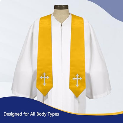 Piecatle Choir Stole with Cross Embroidery for Church, Ideal for Costume,60" - color: Gold