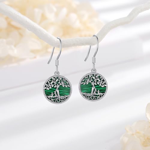 Vito Moonstone Turquoise Drop Earrings for Women, 925 Sterling Silver Hooks - style: Malachite Tree-2