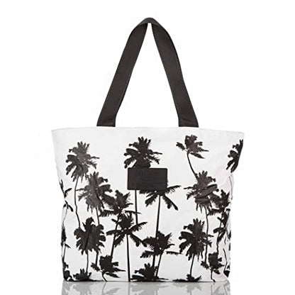 ALOHA Collection Day Tripper Tote | Lightweight, Packable, and Splash-Proof Beach Tote Bag | Easy to Clean - color: Coco Palms in Black, size: One Size - Zipper Tote
