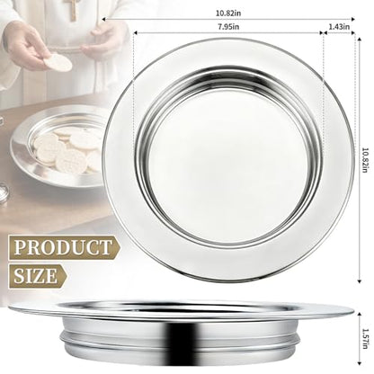 Communion Bread Tray for Churches, Round Stainless Steel Bread Plate for Wafers, Church Supplies Serving Tray for Communion and Altar Service, 1Pcs Silver Base Bread Tray - color: Silver