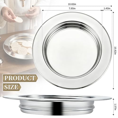 Communion Bread Tray for Churches, Round Stainless Steel Bread Plate for Wafers, Church Supplies Serving Tray for Communion and Altar Service, 1Pcs Silver Base Bread Tray - color: Silver