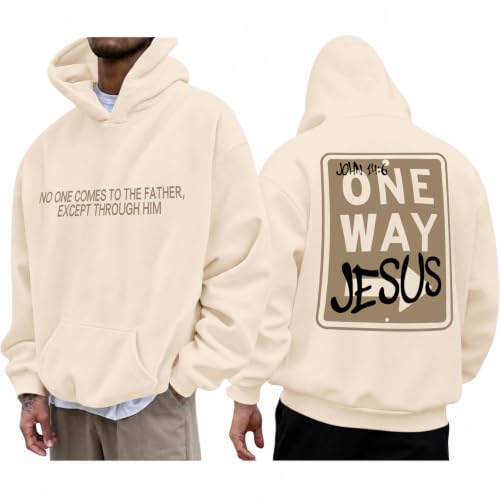 BeWithYou Christian Jesus Hoodies for Men Religious Faith God Sweatshirt Inspirational Bible Verse Graphic Hoodie Pullover - color: Apricot, size: XX-Large