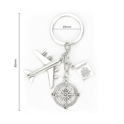 Airplane Keychains Travel Keychain for Women Compass Keyring Travel Airplane Keychain Gifts with Angel Charm - color: Style 3