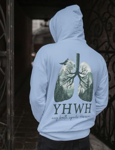 Christian Sweatshirt Women Men YHWH Hoodie Shirt Jesus Faith Inspirational Funny Letter Printed Graphic Pullover Tops - color: Carolina Blue, size: Small