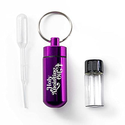 Anointing Oil Bottle Accessory Kits, Bulk Set of All 8 Containers, Plastic Eyedropper & Small Empty Glass Vial, Screw Top Metal Holder, Protective Travel Set for Holy Oils, Botellas Para Aceite Ungido