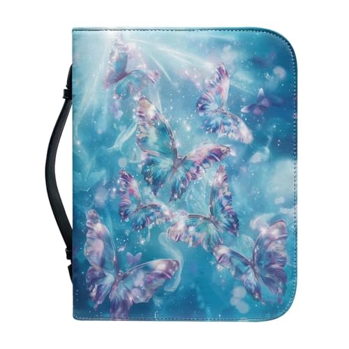 Blue Crystal Butterfly Bible Holder Case for Women Carrying Book Case for Bible Accessories Durable Carrying Book Case Church Bag Christian Gifts for Women Girls-size：2XL - color: Blue Crystal Butterfly, size: XXL (12.01-9.02in)