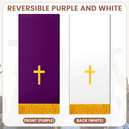 Cutecrop 3 Set Parament Table Runner Altar Cloth Purple and White - color: Purple and White