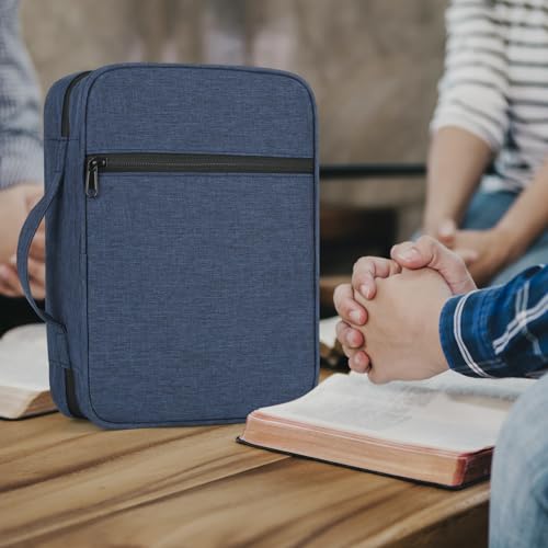 Bible Cover with Durable Handle, Carrying Book Case Church Bag Bible, Protective with Zippered Pocket, Bible Study Accessories Supplies, Book Protector for Book Lovers, Blue - color: Blue