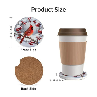Cardinals 2 Pack Car Cup Holder Coasters Ceramic Drink Coasters - color: Yellow