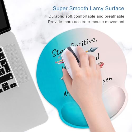 ITNRSIIET Ergonomic Mouse Pad with Wrist Support Wrist Rest Smooth Surface Non-Slip Rubber Base Comfortable Office Supplies Pain Relief, 9.8 x 9.1 inches, Inspirational Quotes - color: Inspirational Quotes