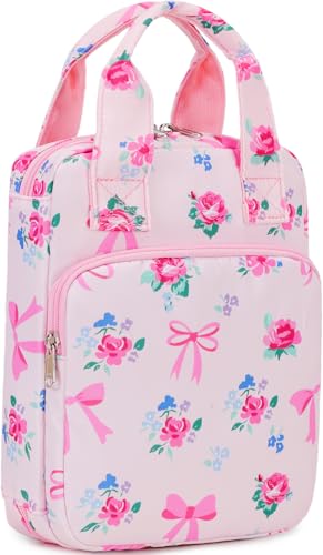 DSIUE Kids Bible Cover Case Gilrs Cute Bible Carrying Case Book Holder/Carrier/Bag with Handle and Pockets, Bow Floral