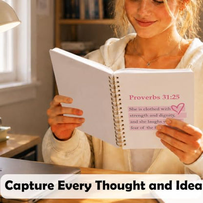 Christian Spiral Notebook for Women,Proverbs 31:25 Bible Journal,A5 - color: Bible-Proverbs 31:25