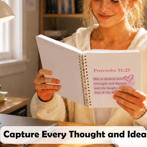 Christian Spiral Notebook for Women,Proverbs 31:25 Bible Journal,A5 - color: Bible-Proverbs 31:25