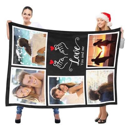 inkArts Personalized Blanket with Photo, Custom Blanket, Customized Photo Blankets, Customizable Picture Blankets, Personalized Anniversary Couple Gifts for Her Him Women Men - color: 5 Photos-2