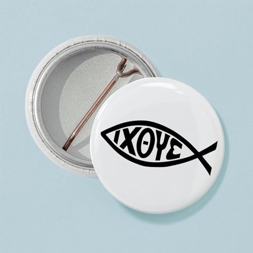CafePress ICHTHUS FISH 1" Round Mini Button Pin