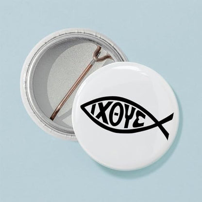 CafePress ICHTHUS FISH 1" Round Mini Button Pin