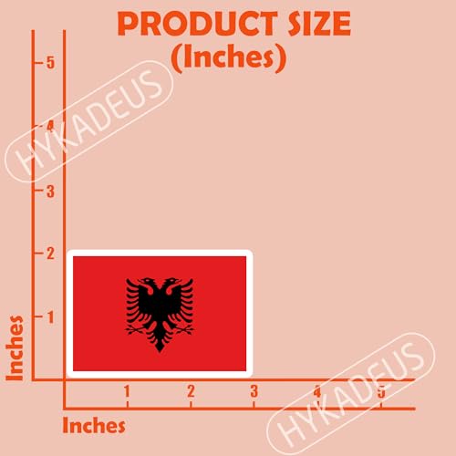 (3Pcs) Albania Flag Stickers – Albanian Sticker National Flag Vinyl Decals - color: Albania