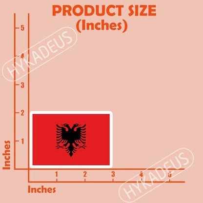 (3Pcs) Albania Flag Stickers – Albanian Sticker National Flag Vinyl Decals - color: Albania