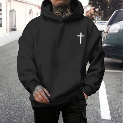 Tuislay Mens I Can Do All Things Through Christ Hoodies Christian Jesus Hoodie Religious Cross Sweatshirt Faith Pullover Tops - color: Black, size: XX-Large