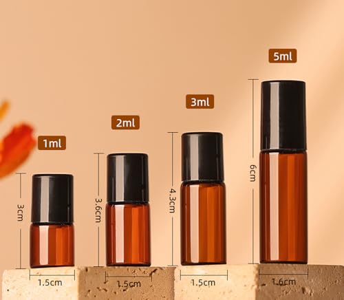 20 Pack Set 1ML Mini Sample Roll Glass Bottles for Essential Oils Roller Refillable Perfume Roll Bottle (1ML Purple) - color: 1ML Purple
