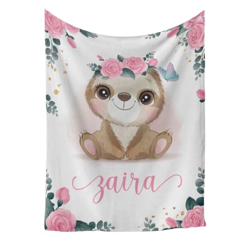 Personalized Sloth Throw, Custom Baby Blanket, Custom Nursery Blanket, Cover for Boys, Safari Baby Quilt, Woodland Baby Blanket - color: Forest Blanket #14