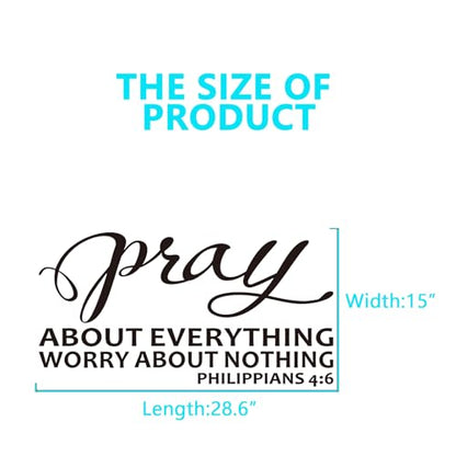Christian Wall Decals for Living Room: Bible Verse Quotes Inspirational Bedroom Vinyl Art Wall Stickers - Pray About Everything 28.6" X 15" - color: Pray About Everything, size: Large
