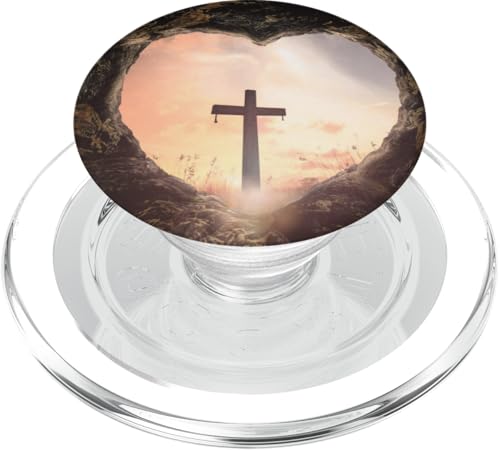 Jesus Christ Cross Sunrise Heaven Heart PopSockets PopGrip for MagSafe - style: Magnetic PopGrip