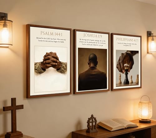 MOGUPA 3Pcs Black Man Christian Poster Canvas Wall Art 12x16 in Unframed - color: Black Man Bible, size: 16"L x 12"W