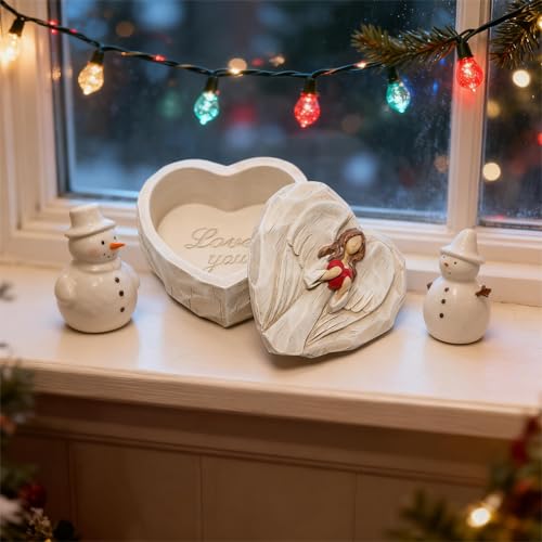 Hodao Angel Jewelry Box, Heart-Shaped Keepsake, Love You Gift for Women - color: Red Heart Angel-love You