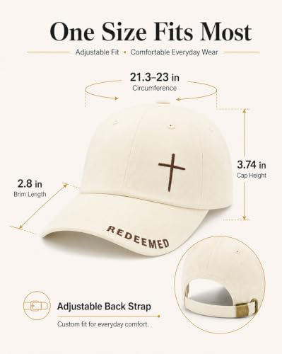 Cross Jesus Hat with Gifts Box, Embroidered Religious Baseball Cap, Christian Gifts for Men Women - color: Beige