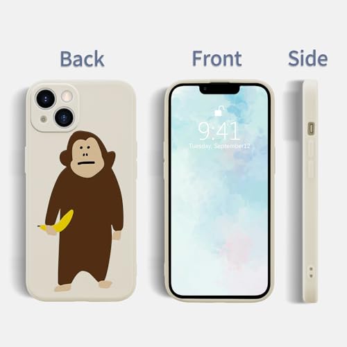 Funny Monkey Phone Case for iPhone 11 Cute Monkey Banana Case Cover Liquid Silicone Soft Gel Rubber Matt Phone Cover with Microfiber Lining - color: Monkey, size: iPhone 11