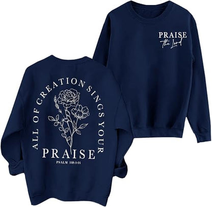 Christian Sweatshirts for Women Jesus Faith Pullover Long Sleeve - color: F-dark Blue, size: Small