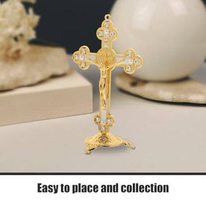 Cross Figurine Jesus Carrying Cross Statue for Home and Office Decoration Western Religious Statue Catholic Gifts Desktop Jesus Sculpture and Figurine