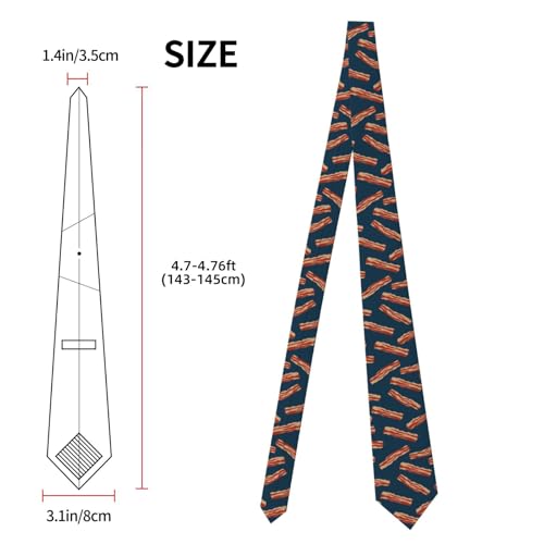 Men's Neckties, Novelty Printed Skinny Tie for Work Casual Party - color: Bacon