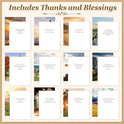 AmazingSpark 24 Pack Pastor Appreciation Cards with Envelopes, Scenery - style: Scenery