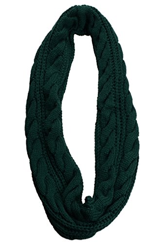 NEOSAN Womens Thick Ribbed Knit Winter Infinity Circle Loop Scarf - color: Twist Dark Green