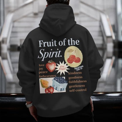 Christian Hoodies for Men Fruit of The Spirit Hoodie Jesus Religious Faith Bible Verse Sweatshirt Graphic Pullover - color: Black, size: XX-Large