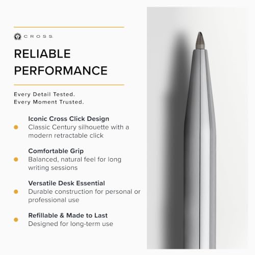 Cross Click Chrome & Black Selectip Rollerball Pen, Medium Point, Black Ink - color: Silver