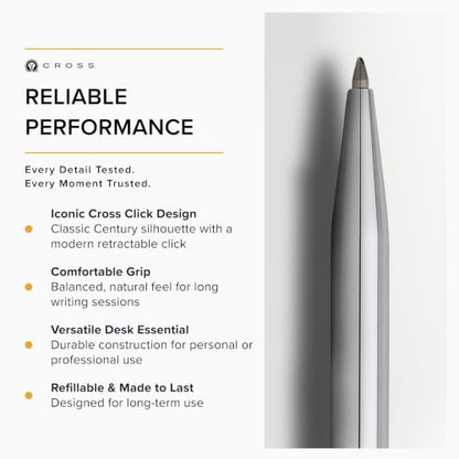 Cross Click Chrome & Black Selectip Rollerball Pen, Medium Point, Black Ink - color: Silver