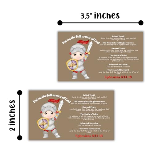 Lashicorn Full Armour of God Bible Verse Wallet Cards 30pk 3.5x2” Pocket Hand Out Sword and Shield Minimalist Ephesians 6:14-18 Knight Templar