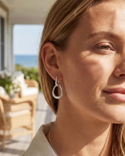 MUMREUES 14K Gold Earrings for Women Trendy Double Hoop Dangle Earrings - color: Sage & Silver