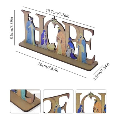 Nativity of Jesus Decorative Sign with Slip Proof Base Nativity Scene Table Centerpiece Decoration Ornament Gifts for Easter Christmas