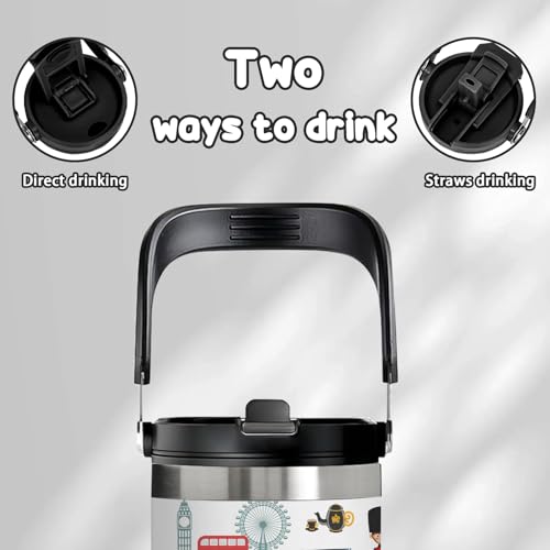 30oz Stainless Steel Insulated Tumbler with Top Handle, London-Themed Gift - color: London1