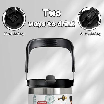 30oz Stainless Steel Insulated Tumbler with Top Handle, London-Themed Gift - color: London1