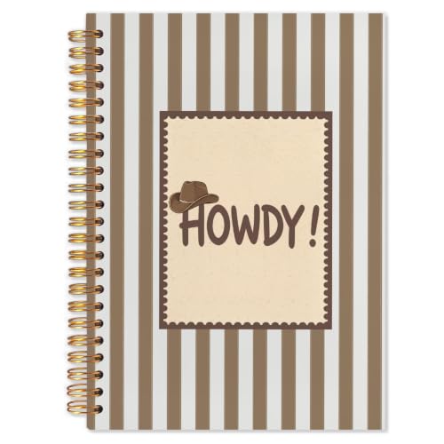 Howdy Western Spiral Notebook 5.5x8.3 - color: White Howdy Western Striped